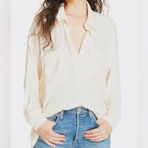 FREE PEOPLE Starry Dreams Shirt In Ivory  Women's Top, Size SP